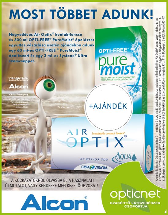 PureMoist lencseápoló és Air Optix Aqua kontaktlencse csomag ajándékkal